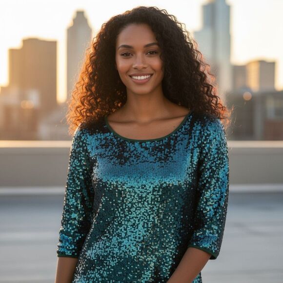 Alex Evenings Shimmering Allover Sequin Top - Picture 3 of 9